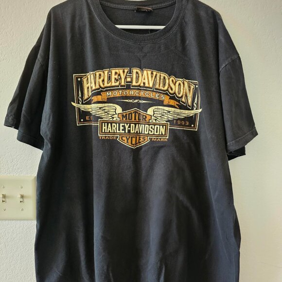 Harley Davidson Tee Shirt Men's 3XL - Short Sleeves - Black With Logo - APOL'S - Picture 2 of 6